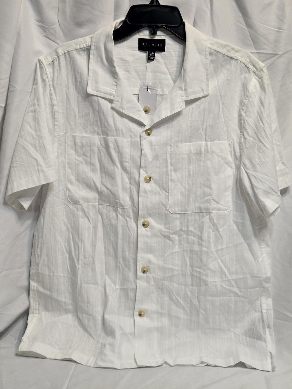Premise Men's White Short Sleeve Camp Shirt